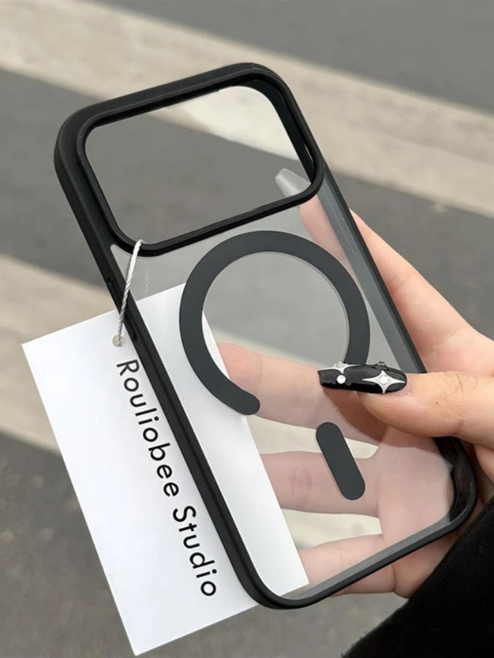 Clear Black Bumper Phone Case with Magnetic Ring For Iphone 17 Promax